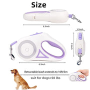 Retractable Dog Leash with LED Lights & Flashlight. (3M or 5M lengths)