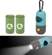 Dog Waste Bag Dispenser with LED Flashlight with Clip