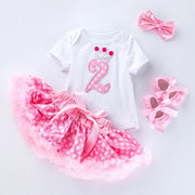 Toddler Girls 1st & 2nd Birthday Dress, 4pcs/set